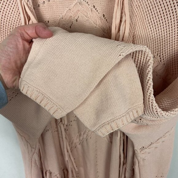 Maje Pink Fringe Open Front Cardigan Knit Sweater Size Medium Maje Size 2 Boho - Picture 7 of 10